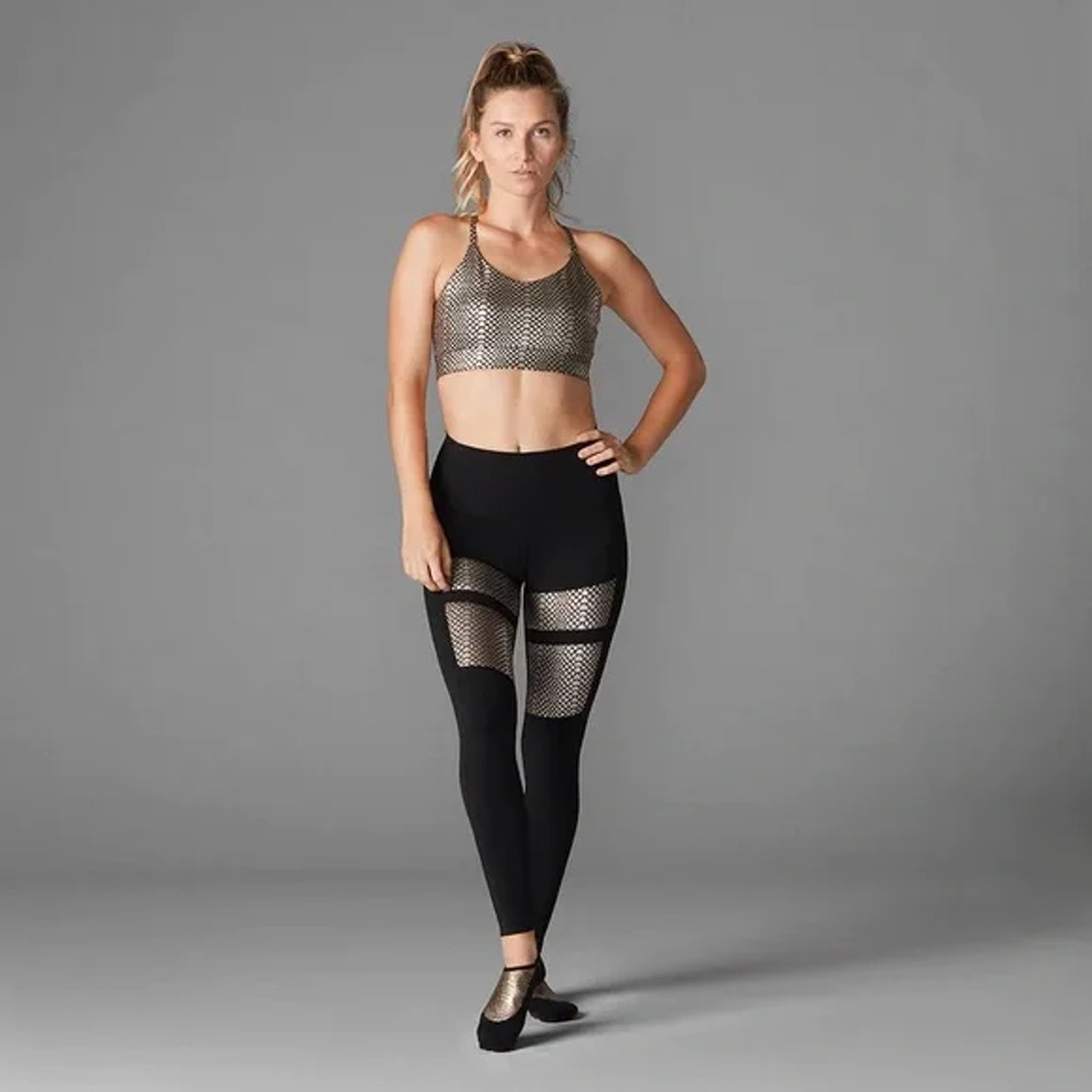 Tavi Noir High‎ Waisted Tight Leggings Ebony Gold Snake Size Small